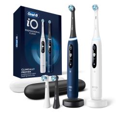 Oral-B iO7 Sapphire Blue & White Alabaster Electric Toothbrush Twinpack